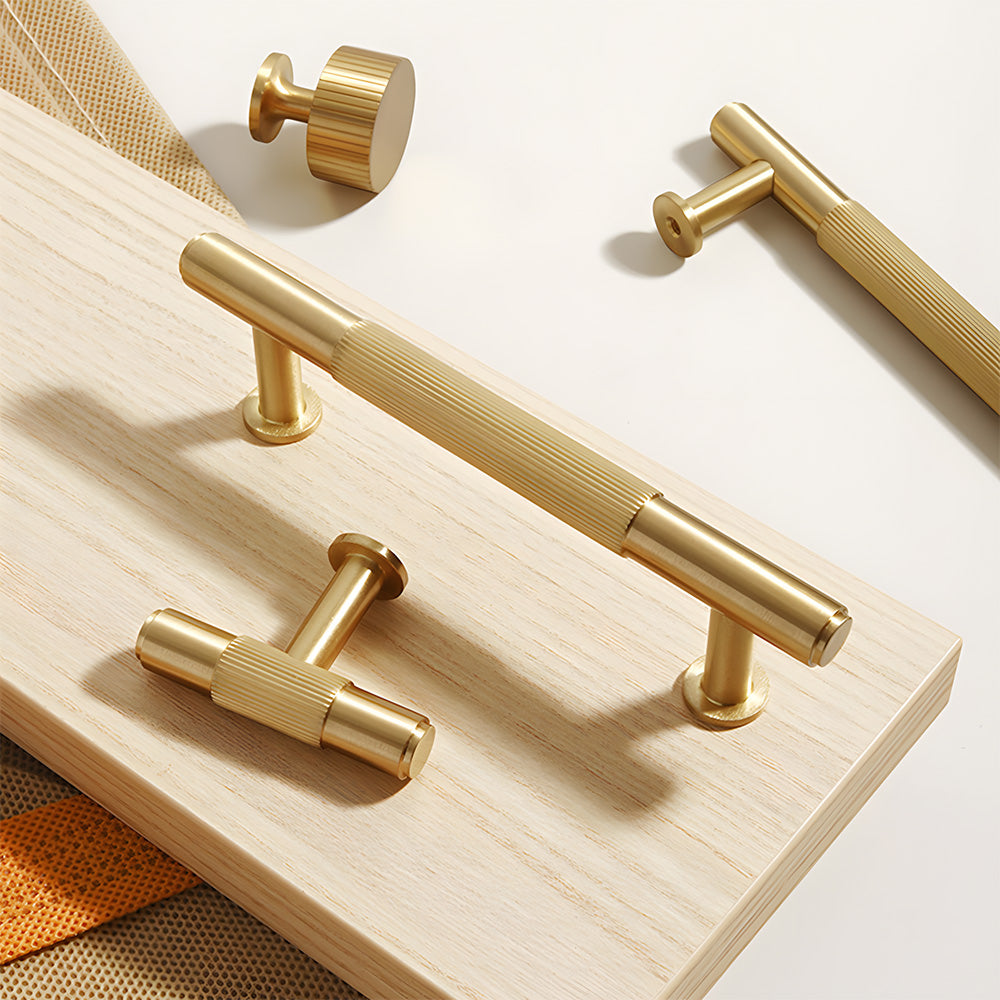 Gold Vintage Lined Brass Kitchen Cabinet Handles