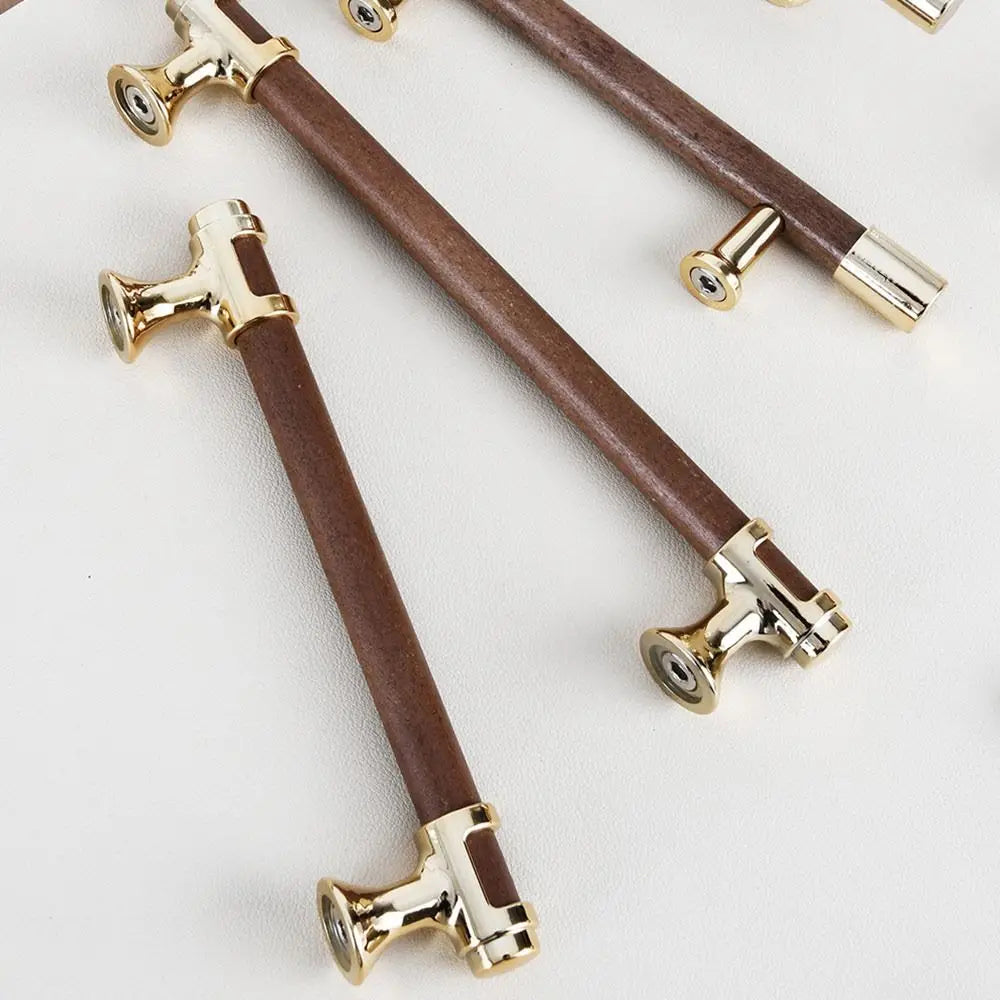 Solid Walnut Cabinet Handles Durable Wooden Drawer Pulls