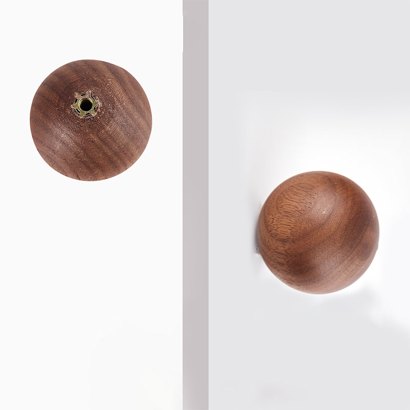 Beech Walnut Wood Round Knobs for Cabinets and Drawers