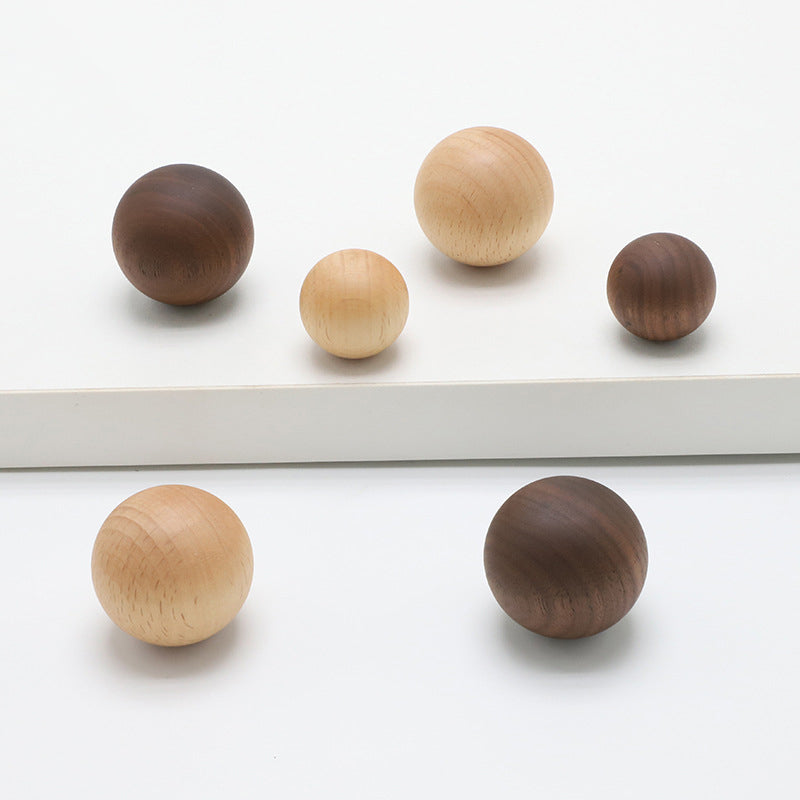 Beech Walnut Wood Round Knobs for Cabinets and Drawers