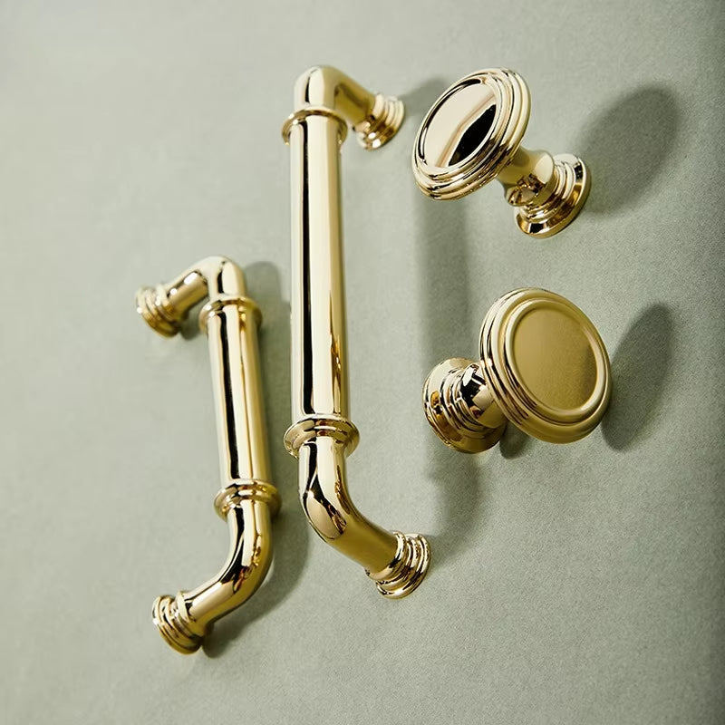 Gold Brass Cabinet Handles Kitchen Drawer Pulls T Bar Furniture Handles