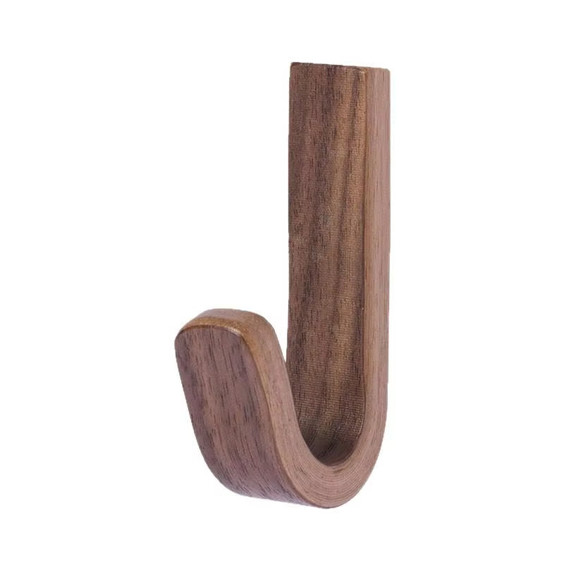 2 Pack Self-Adhesive Walnut Wood Door Hooks for Clothes Towels
