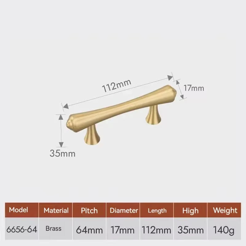 Luxury Brass Gold Drawer Pulls Full Copper Wardrobe Cabinet Door Handles