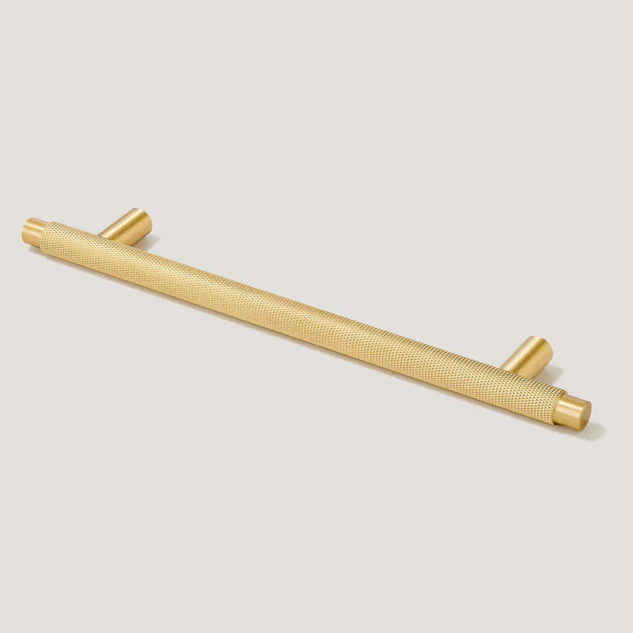 Gold Knurled T Bar Cabinet Handle Solid Brass