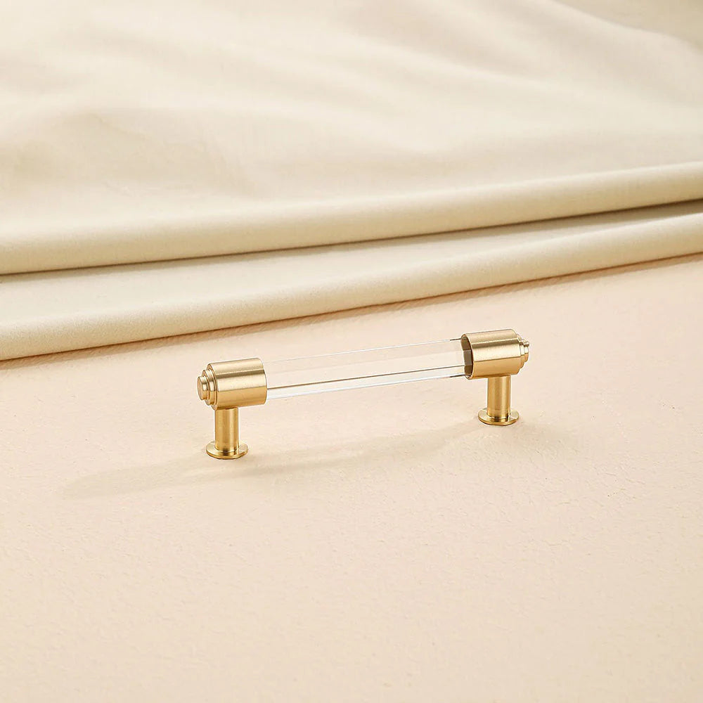 Hexagon Crystal Cabinet Drawer Handle with Gold Brass for Kitchen