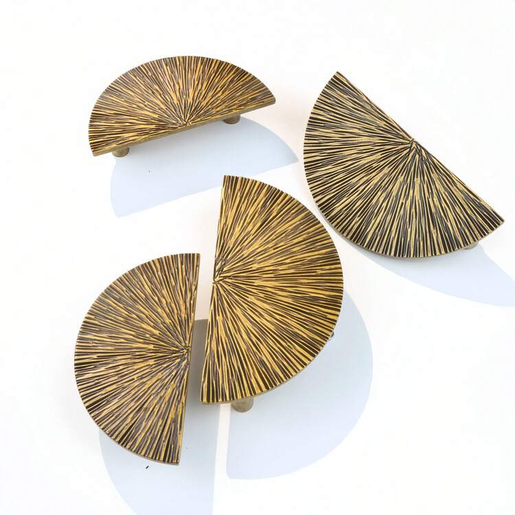 Antique Brass Semi Circle Textured Cabinet Handles