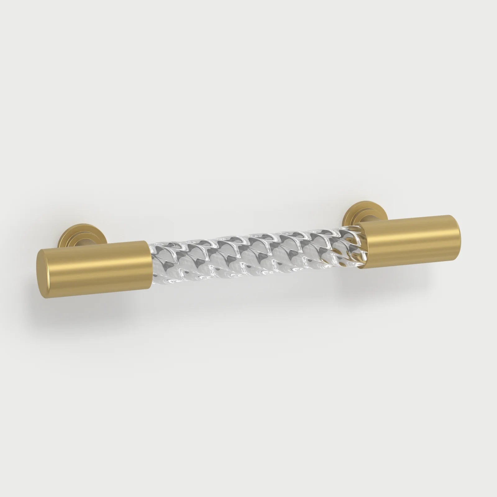 Gold Satin Finish Acrylic Knurled Lines Designed Cupboard T Bar Handle