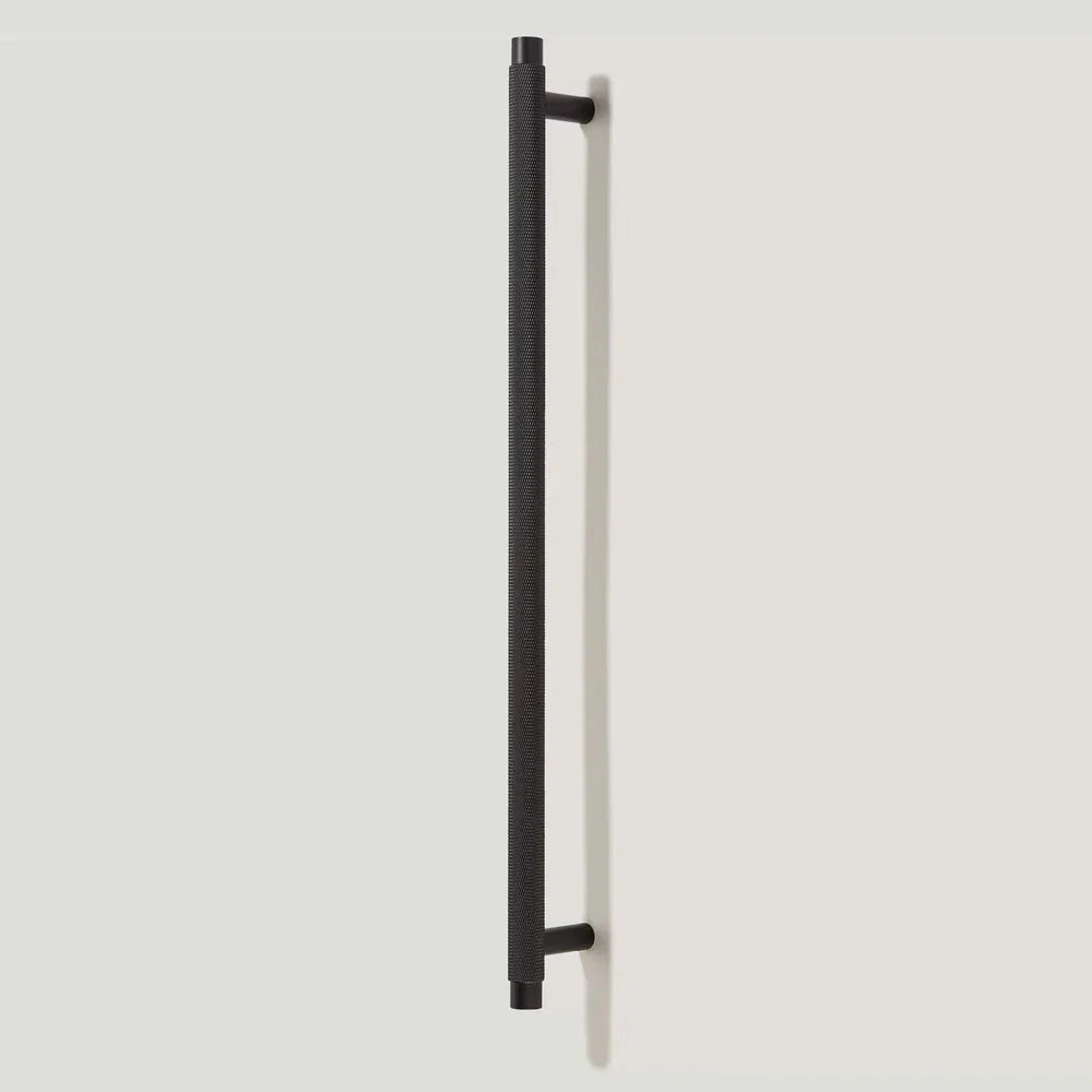 Black Knurled Cabinet Handle Solid Brass T Bar Design