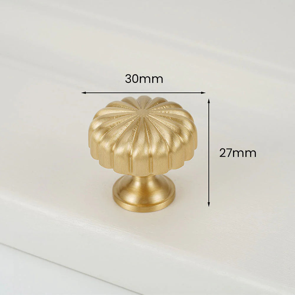 Gold Solid Brass Pumpkin Shape Kitchen Cabinet Knobs