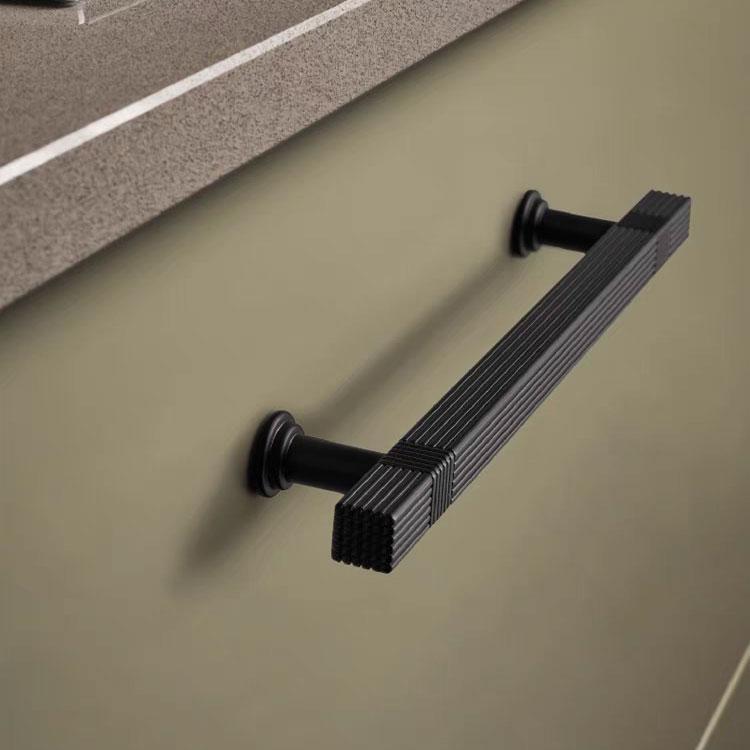 Black Knurled Kitchen Cabinet T Bar Shaped Handles