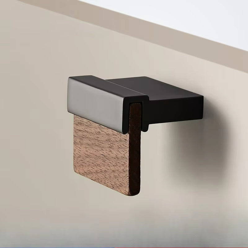 Solid Walnut Wood Cabinet Handles for Wardrobes Drawers