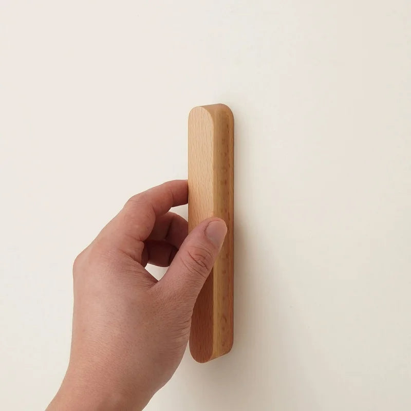 Beech Wooden Cabinet Door Handles Wardrobe Drawer Pulls