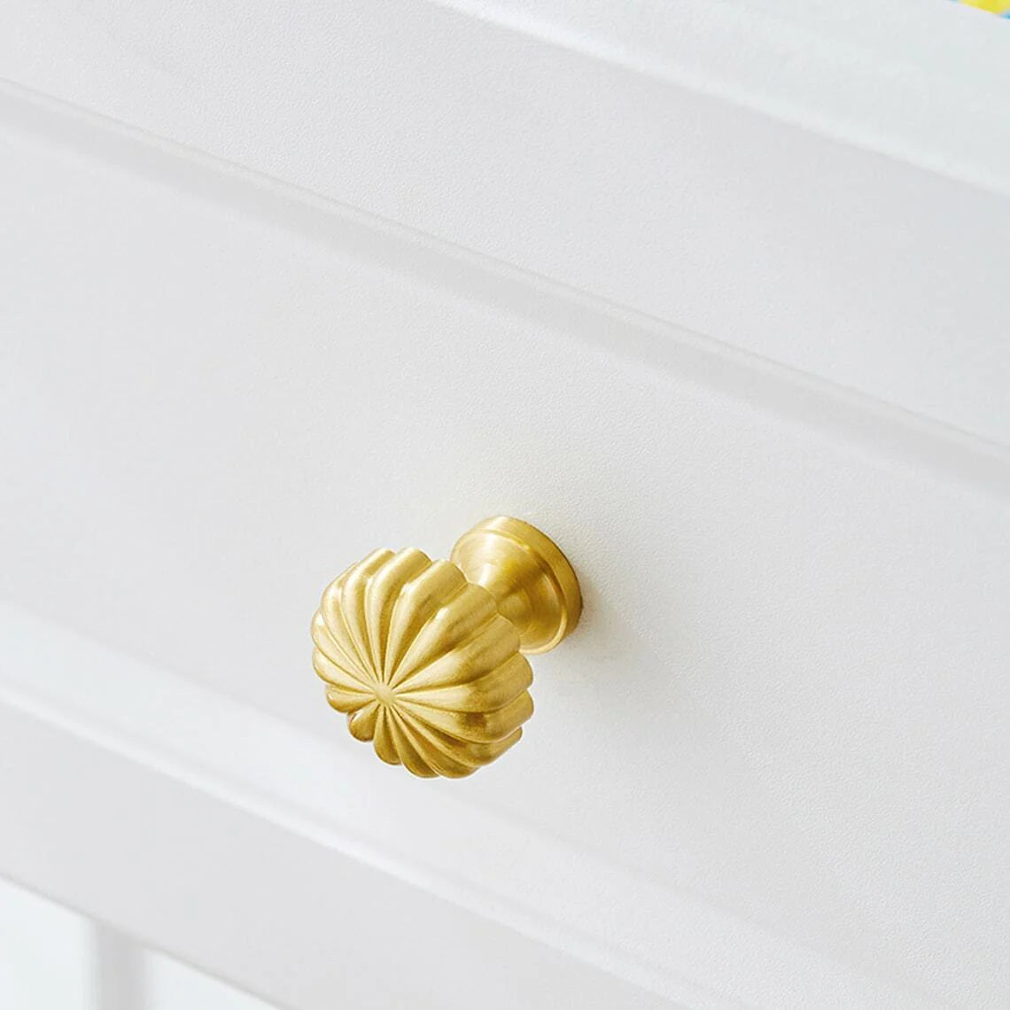 Gold Solid Brass Pumpkin Shape Kitchen Cabinet Knobs