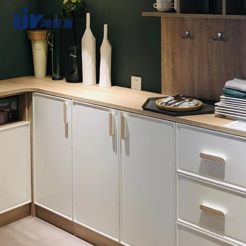Nordic Wood Grain Cabinet Handles Aluminum Alloy Drawer Pulls