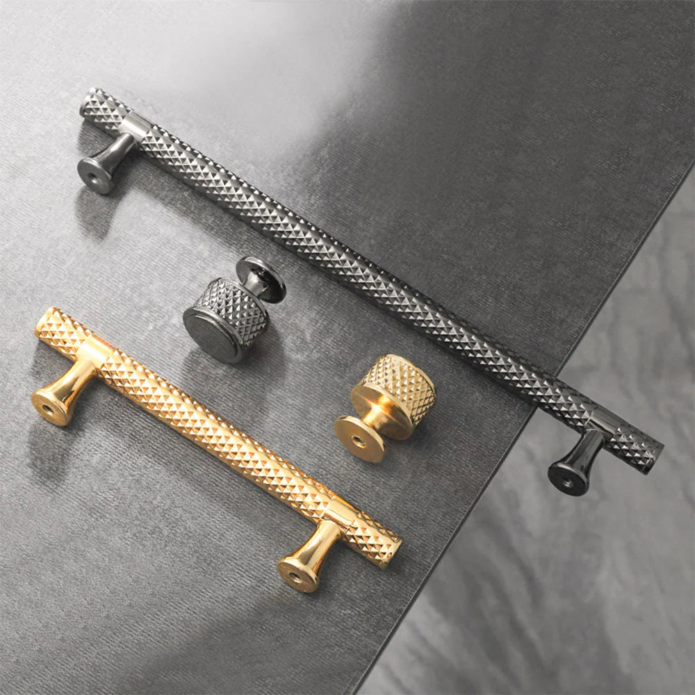 Gold Diamond Design Cupboard Cabinet T-Bar Pull Handles