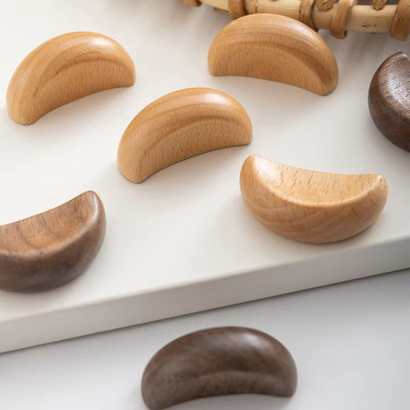 Modern Wooden Cabinet Handles Simple Solid Wood Wardrobe Pulls