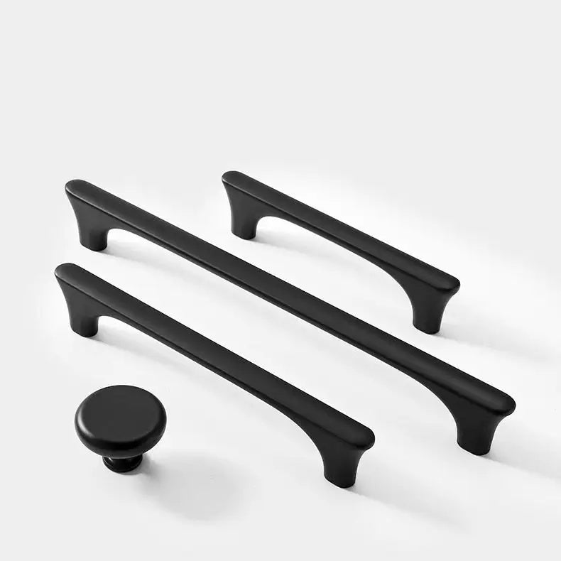 Modern Matte Black Zinc Alloy Kitchen Cabinet Handles