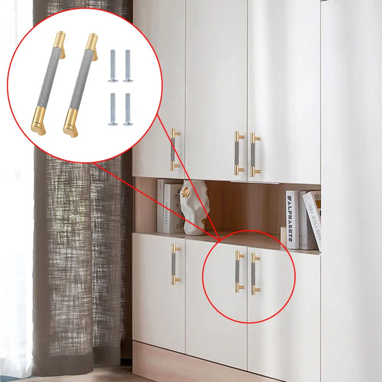 Silver Knurled Aluminum Bar Kitchen Drawer Cabinet Handles Pulls