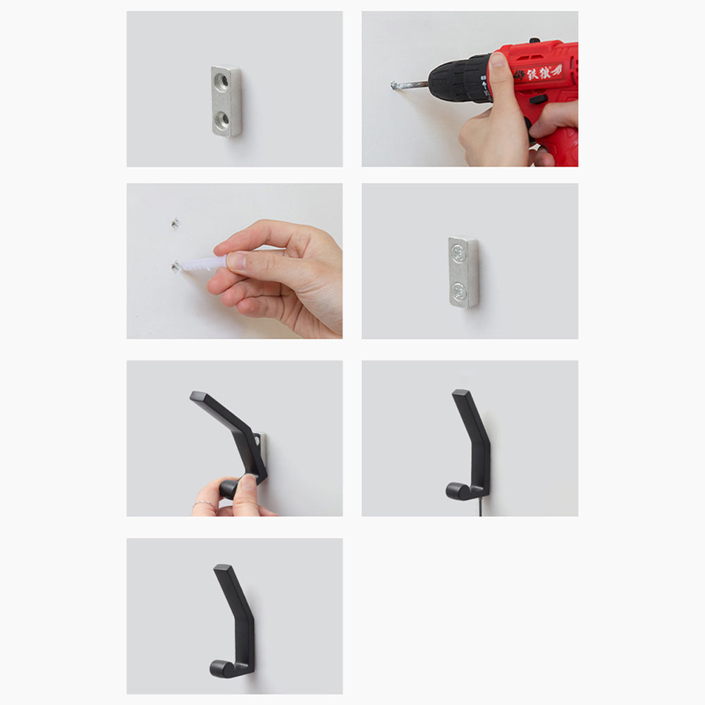 Modern Black & Silver Metal Wall Hook
