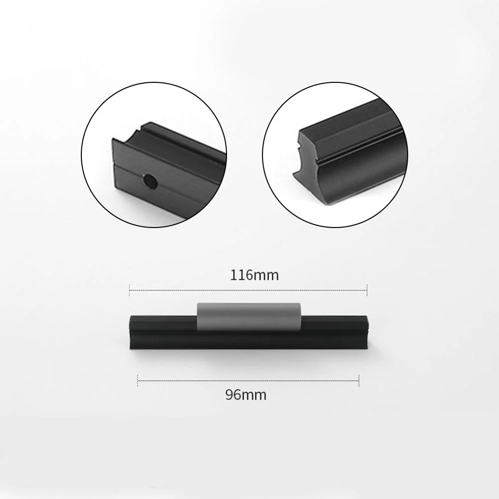 Matt Black Grey Finish Aluminium Cabinet Drawer Pull Handles
