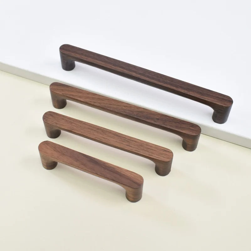 Minimalist Walnut Wood Cabinet Handles Drawer Pulls