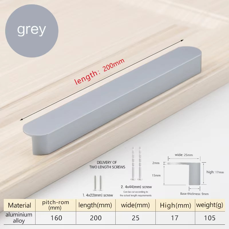 Gray Aluminum Alloy Cabinet Handles Cupboard Drawer Door Pulls