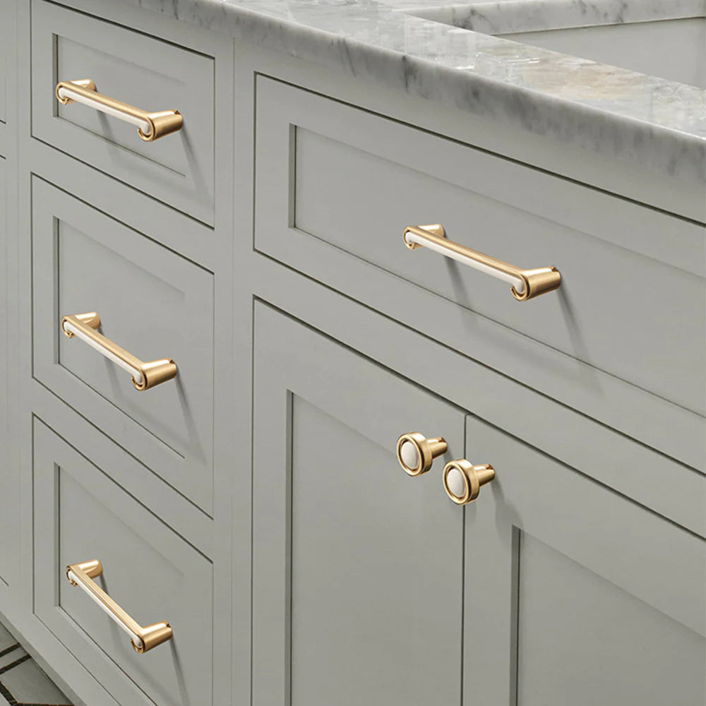 White and Gold Stain Finish Furniture Cabinet T Bar Pull Handles