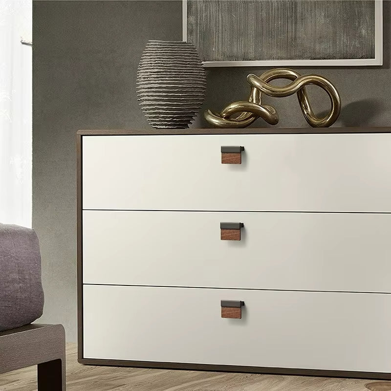 Solid Walnut Wood Cabinet Handles for Wardrobes Drawers