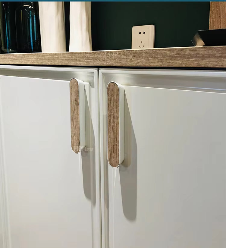 Nordic Wood Grain Cabinet Handles Aluminum Alloy Drawer Pulls