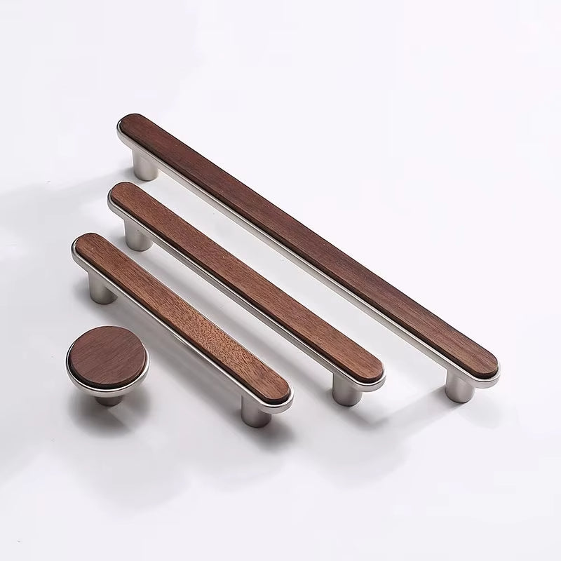 Matte Brushed Walnut Cabinet Handles and Zinc Alloy Drawer Pulls