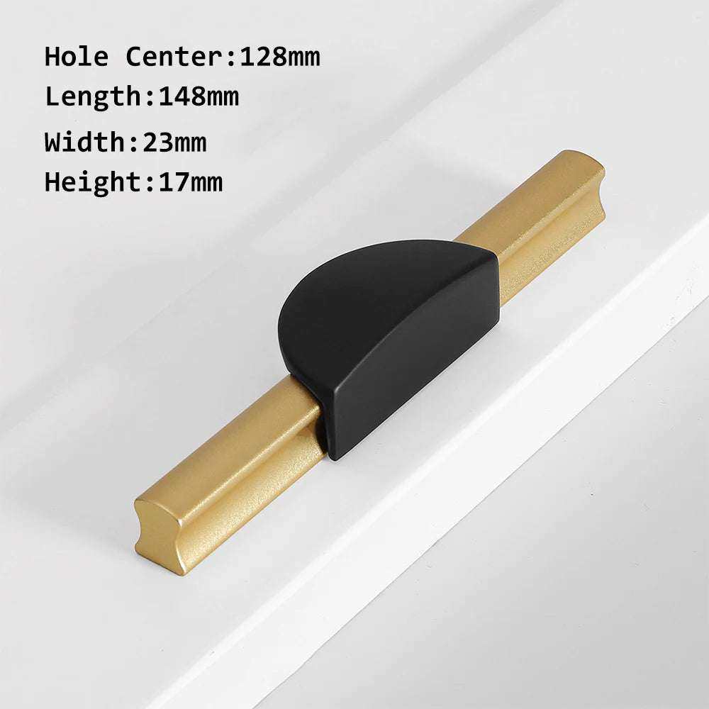 Gold Black Stain Finish Semicircle Shape Cabinet Drawer Handles Pulls