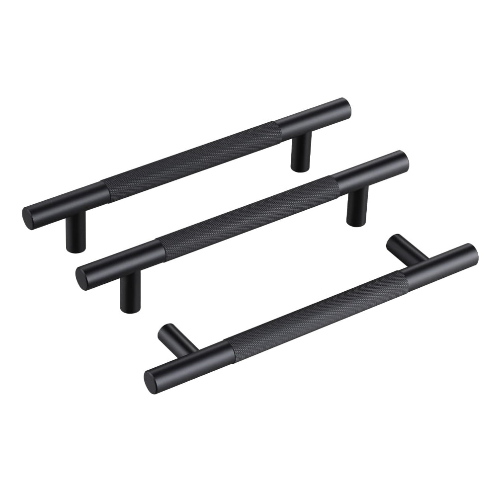 Modern Black Knurled Aluminum Bar Cabinet Handles
