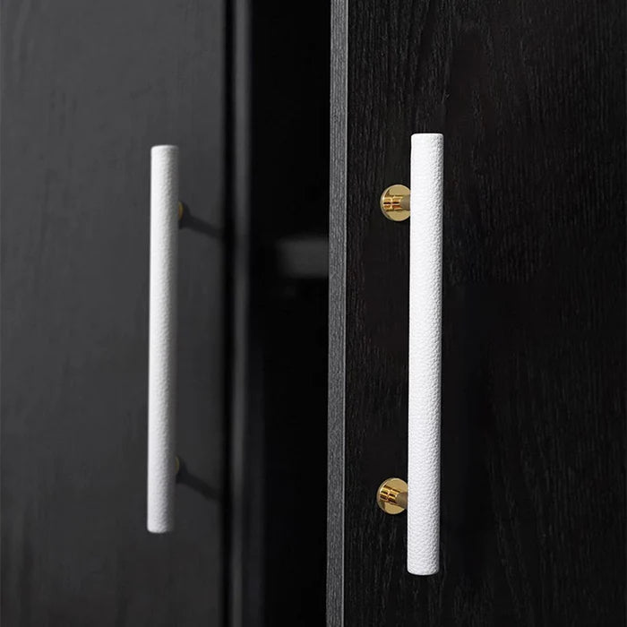 White Leather Cupboard Pull Handles for Kitchen and Wardrobe