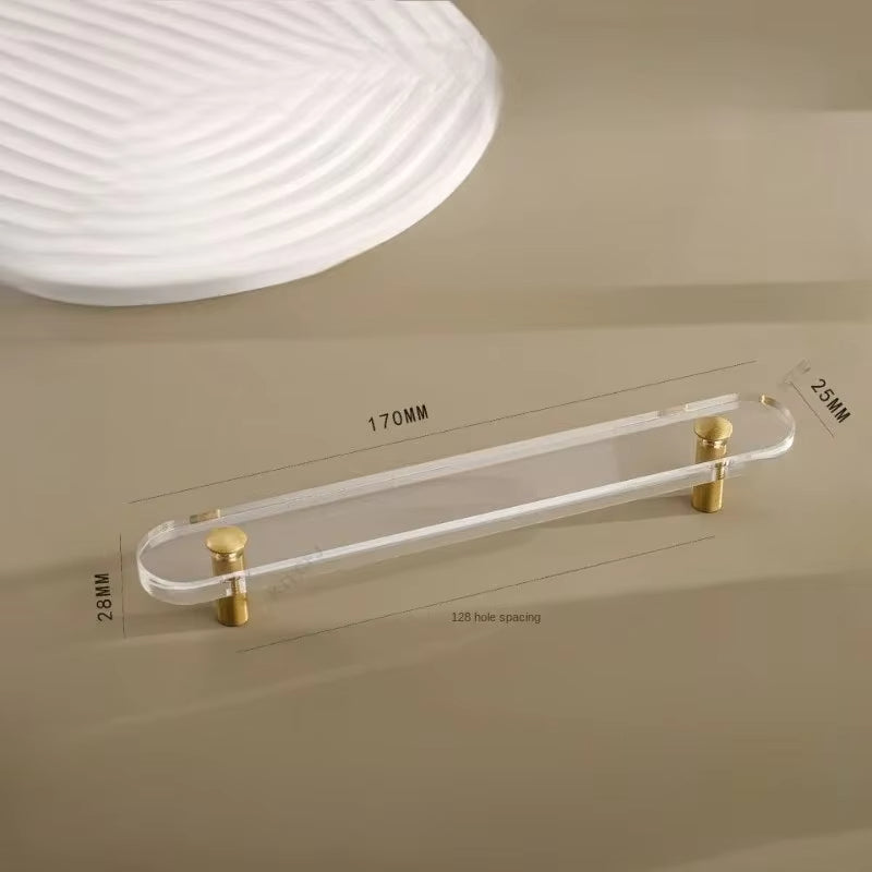 Transparent Acrylic and Brass Gold Cabinet Handles