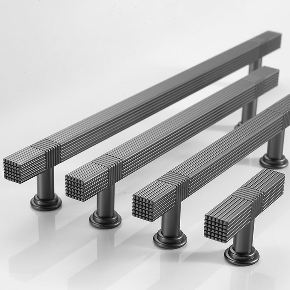 Black Knurled Kitchen Cabinet T Bar Shaped Handles