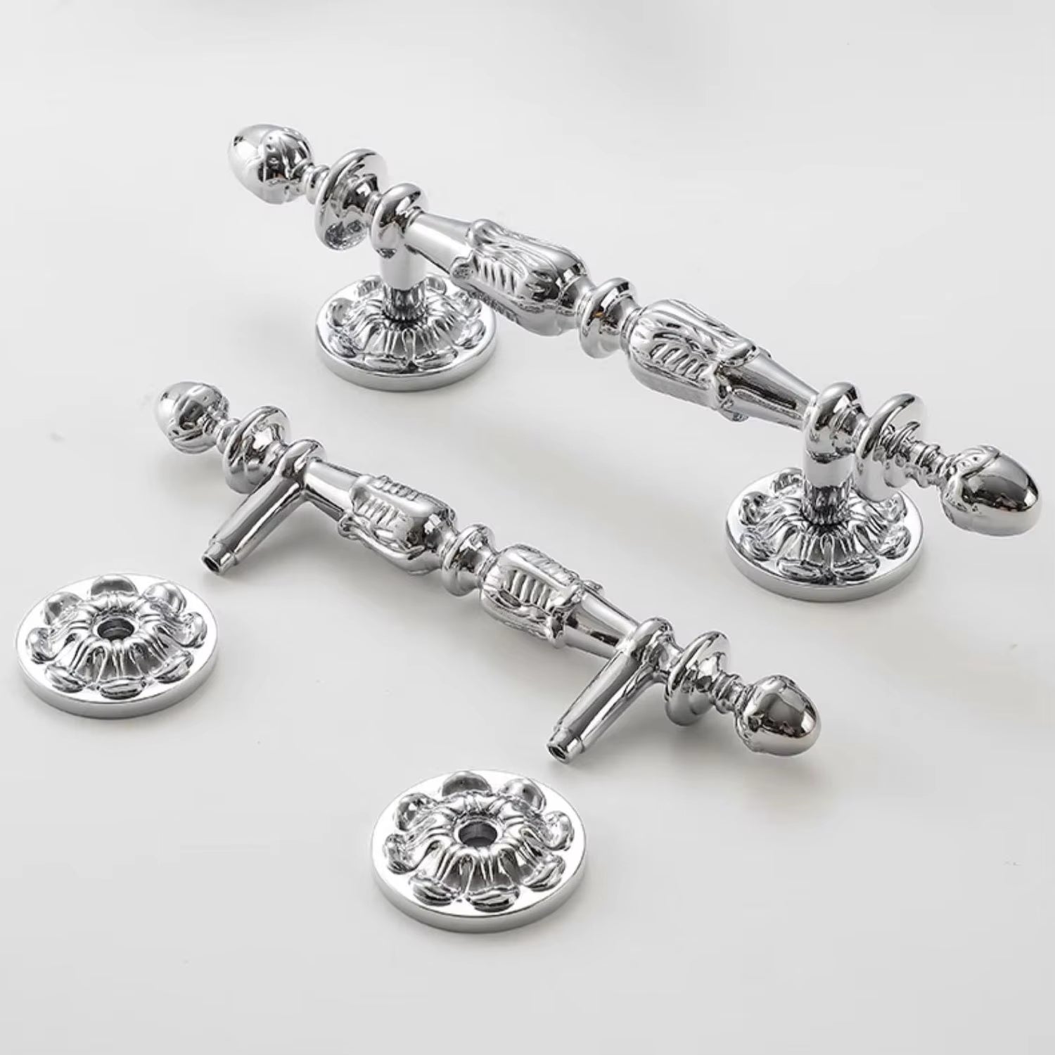 Polished Silver Cabinet Handles and Knobs French Luxury Door Pulls