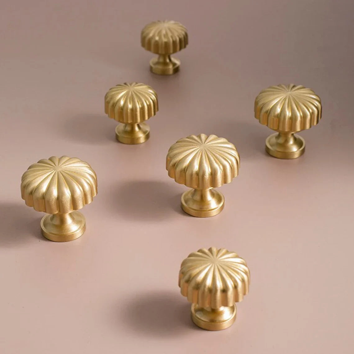 Gold Solid Brass Pumpkin Shape Kitchen Cabinet Knobs