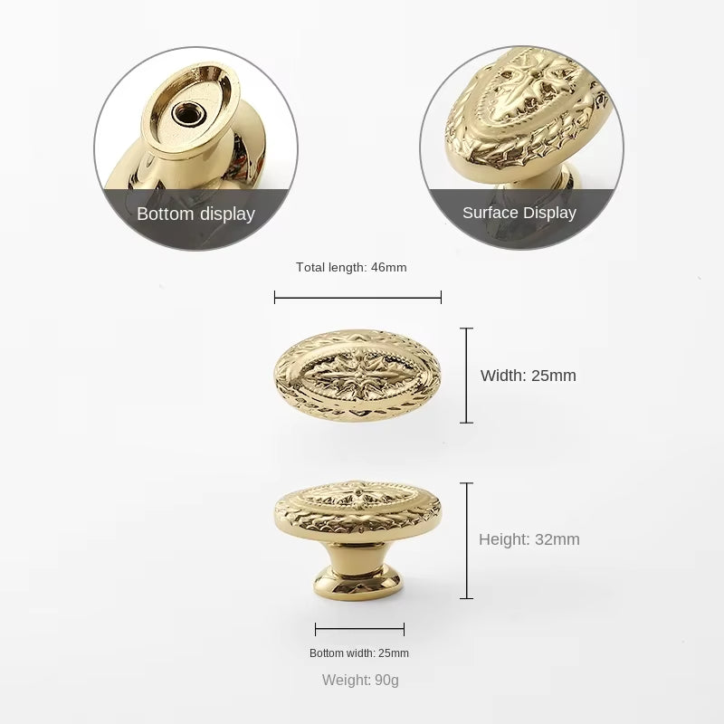 Polished Gold Cabinet Handles and Knobs Vintage French Door Pulls