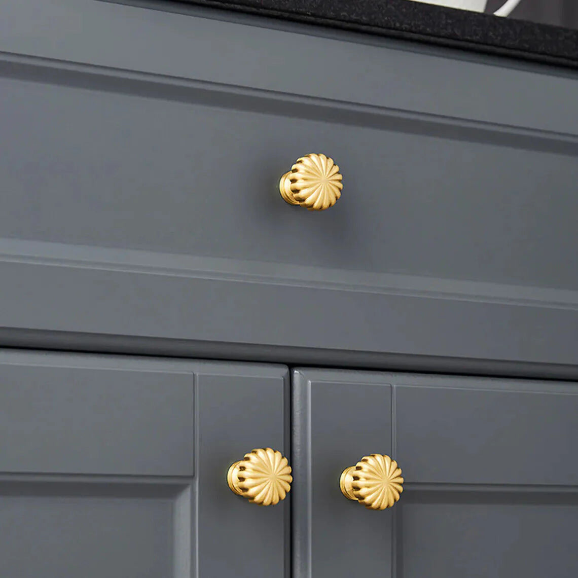 Gold Solid Brass Pumpkin Shape Kitchen Cabinet Knobs