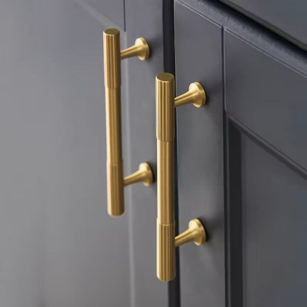 Gold Polished Finish Lines Style Cabinet T Bar Handle