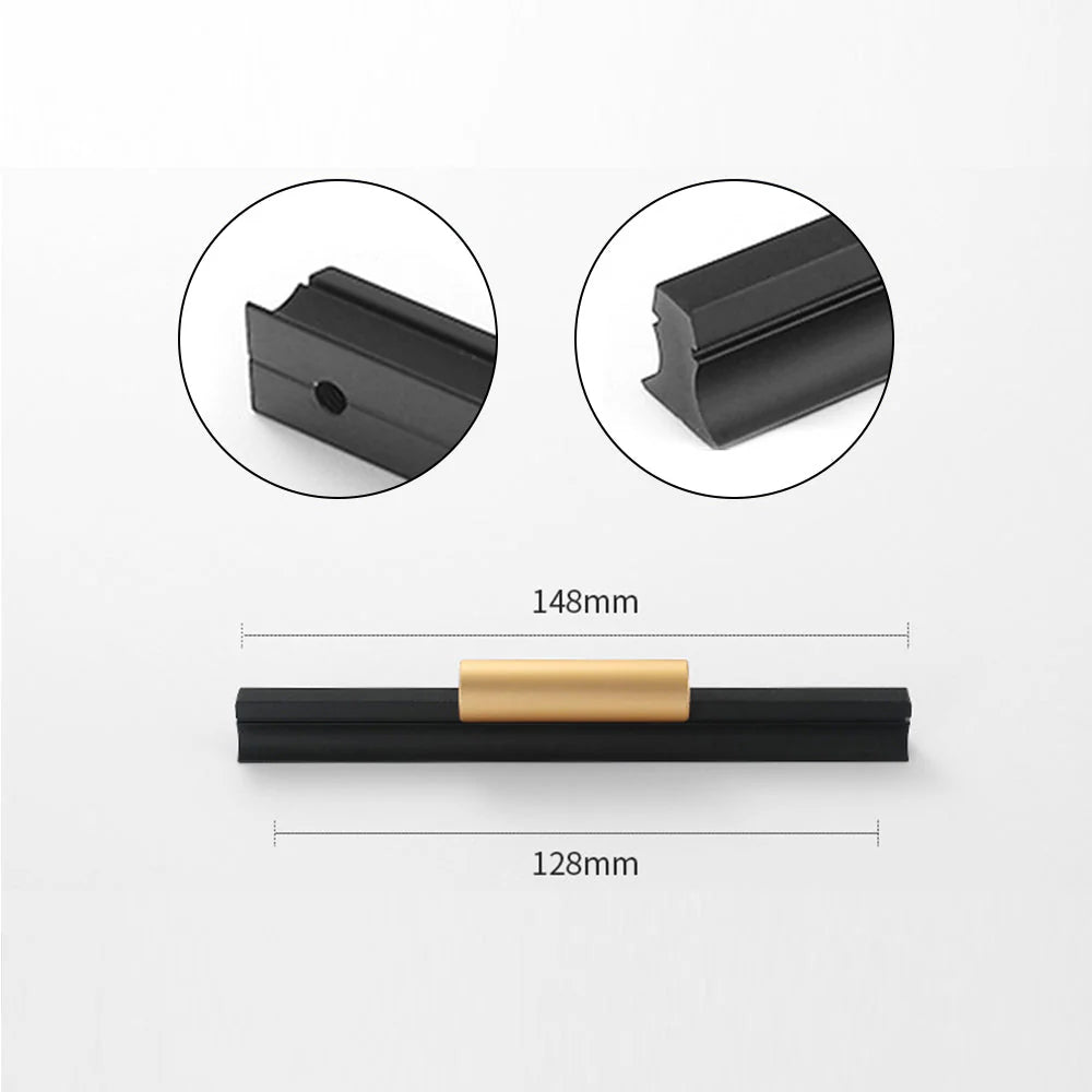 Gold Matt Black Finish Aluminium Cabinet Profile Pull Handles