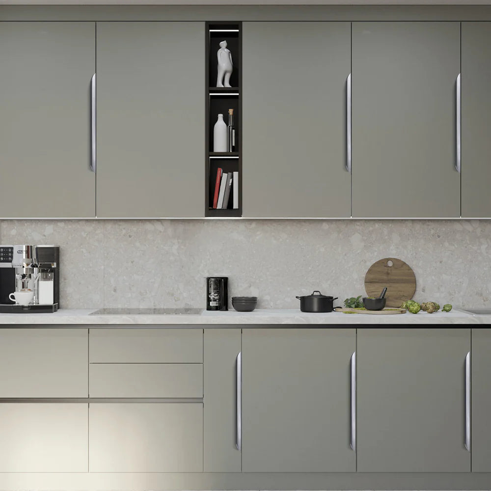 2 Pack Grey Aluminium Kitchen Cabinet Profile Edge Pull Handles