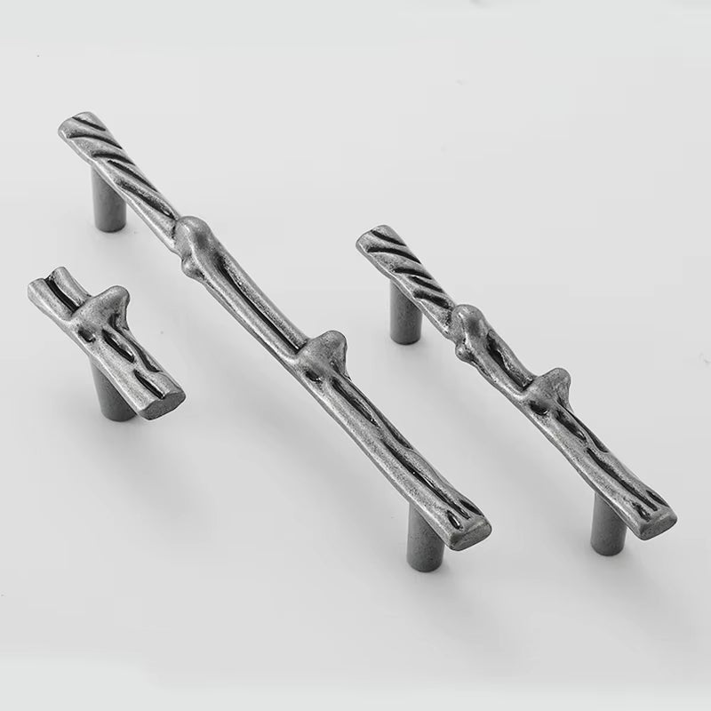 Antique Silver Tree Branch Cabinet Handles Zinc Alloy Wardrobe Drawer Pulls