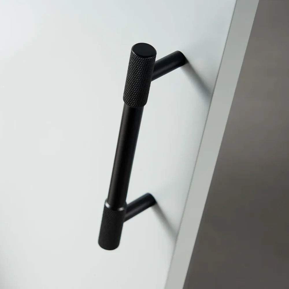 Black Knurled Style Kitchen Cabinet T Bar Handles Pulls