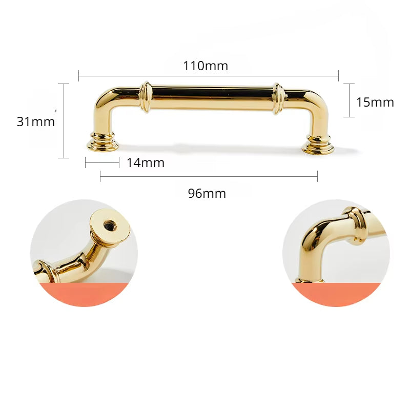 Gold Brass Cabinet Handles Kitchen Drawer Pulls T Bar Furniture Handles