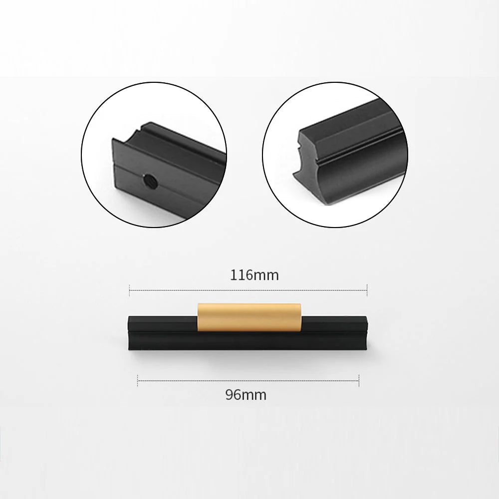 Gold Matt Black Finish Aluminium Cabinet Profile Pull Handles