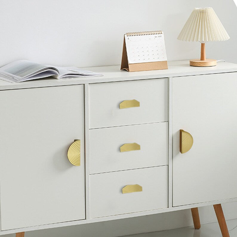 Gold Semi-Circular Aluminum Alloy Kitchen Cabinet Door Handles