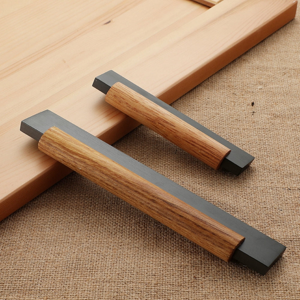 2 Pack Wood Black Kitchen Cabinet Handles