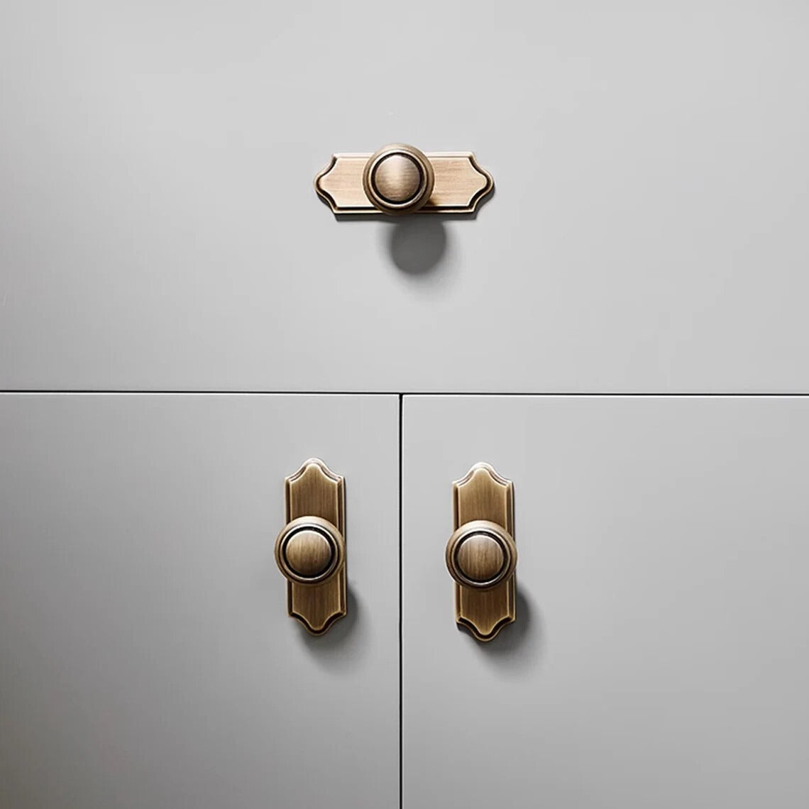 Vintage Bronze Solid Brass Cabinet Knobs with Backplate