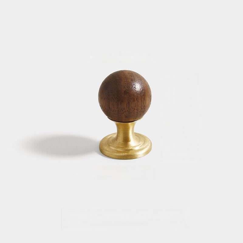 Vintage Walnut Brass Gold Cabinet Drawer Handles